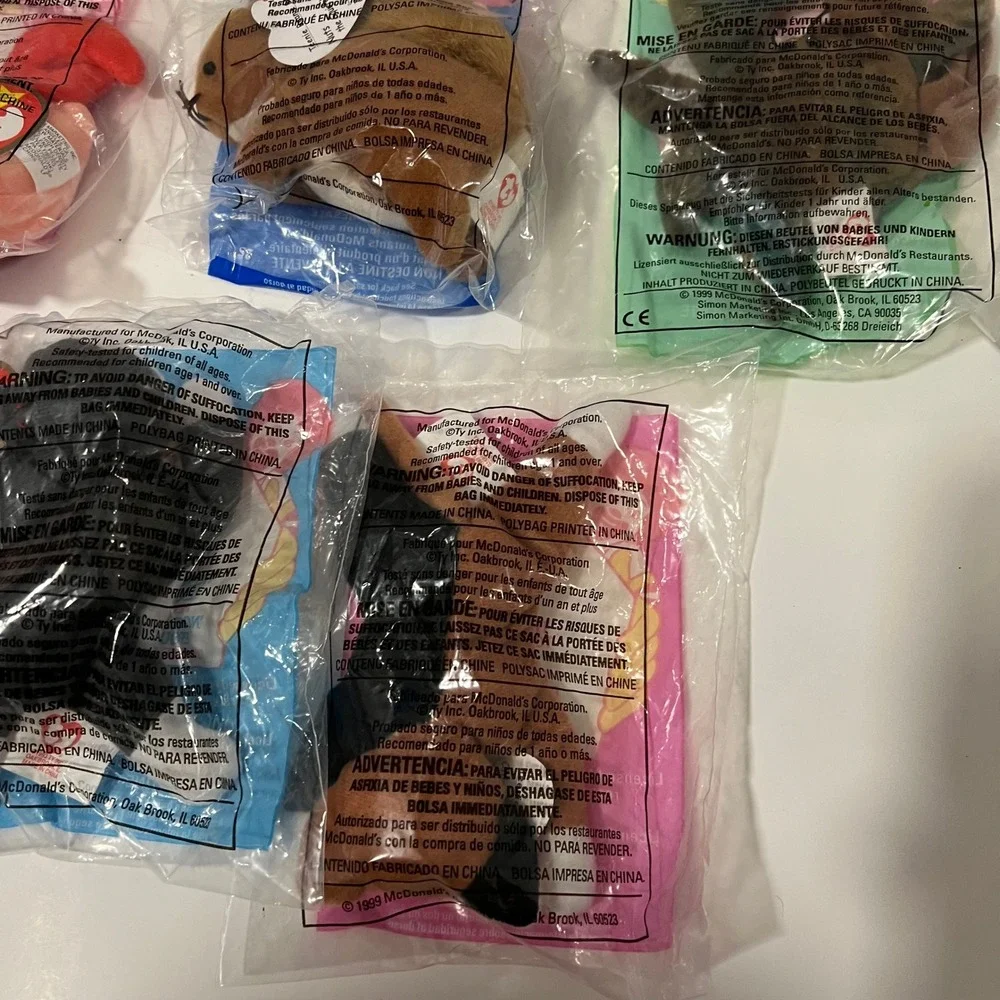 Vintage 1999 McDonalds Ty Teenie Beanie Babies Lot of 11 Sealed Happy Meal Toys